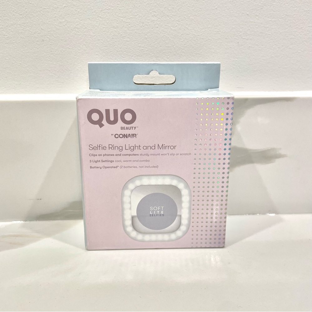 🟤2/$25 NEW Quo By Conair Selfie Ring Light & Mirror Clip
